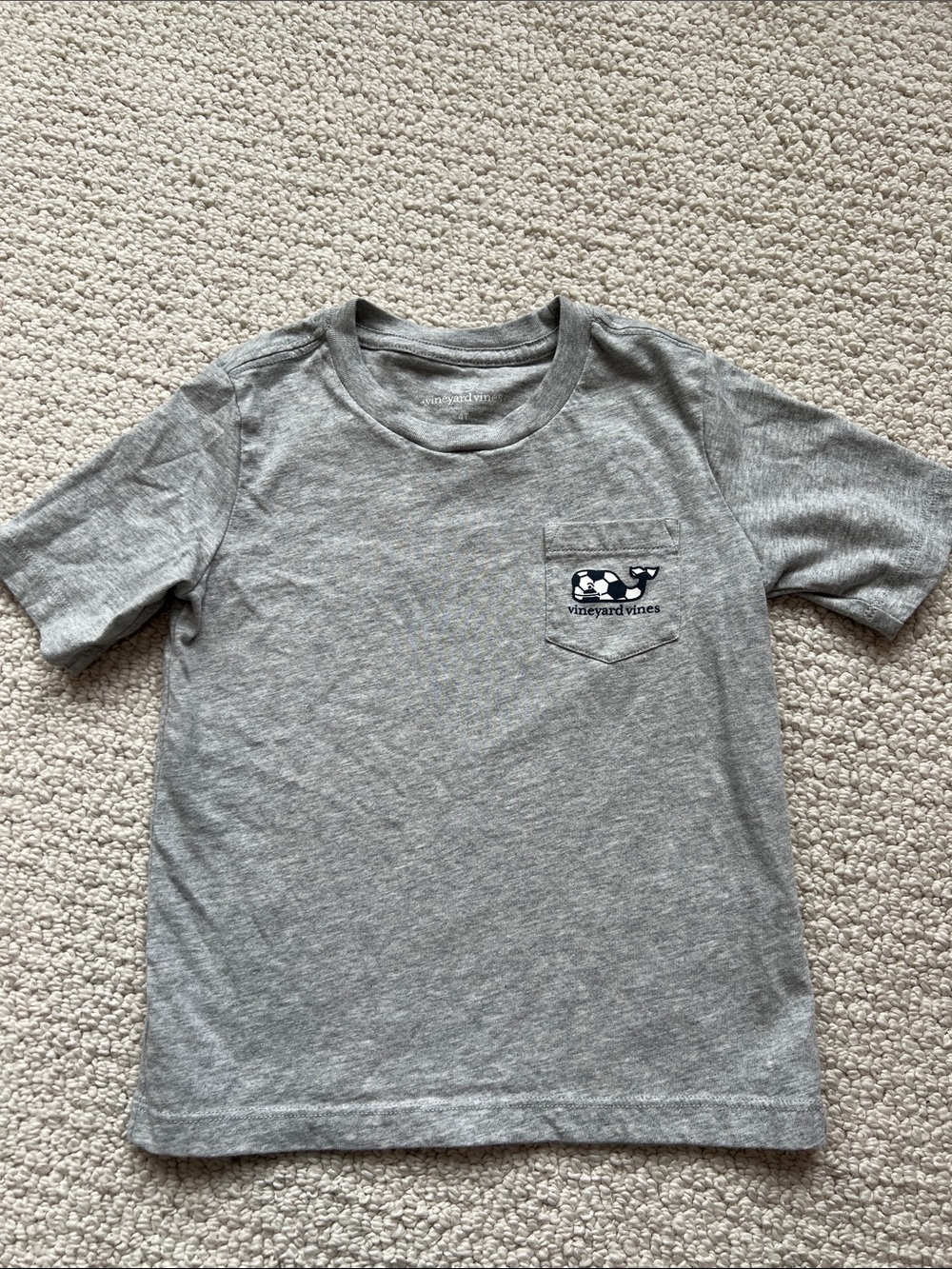 Vineyard Vines Gray Pocket Tee with Whale Logo